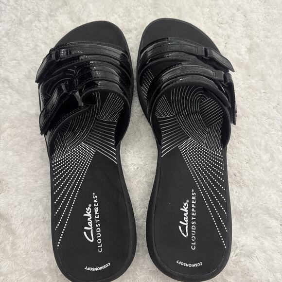 Clarks Cloudsteppers Breeze Piper Sandal Women’s Size 11 Black Patent Adjustable - Picture 4 of 6